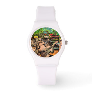 white silicone watch