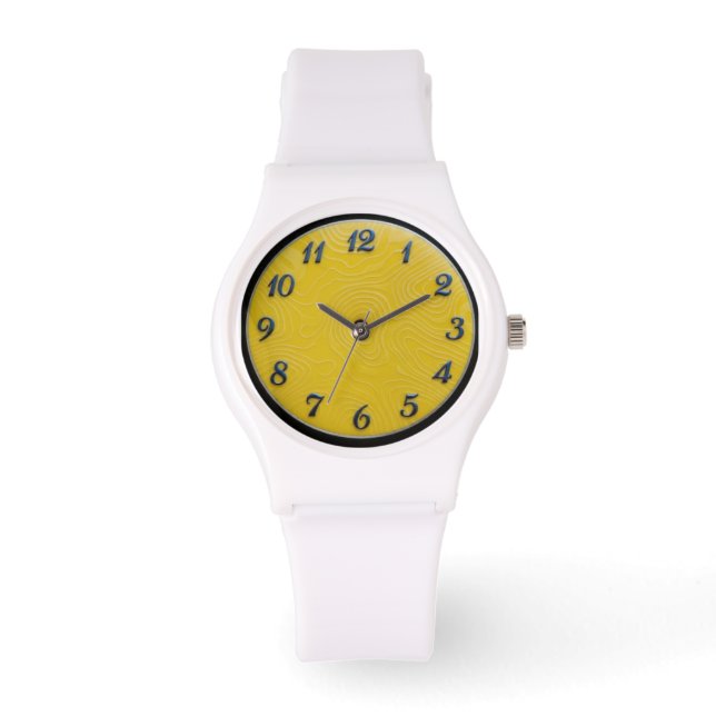White Silicone Watch + Strap  Lemon Dial (Front)