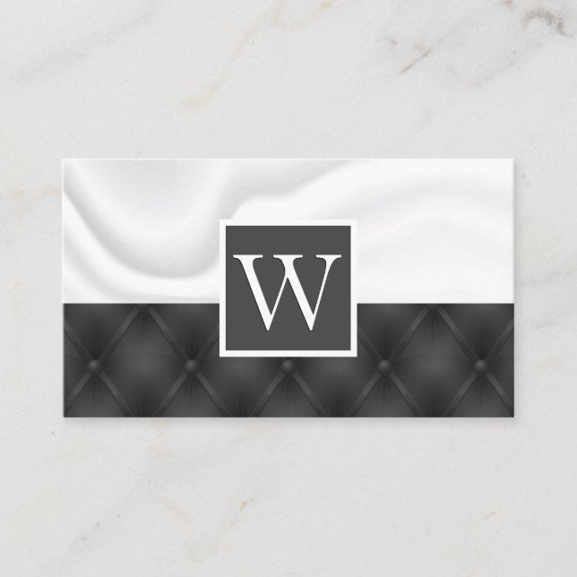 White Silk Drapery | Black Button Upholstery Business Card (Front)