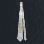 White Silk & Ivory Champaign Pearls Tie<br><div class="desc">White silk & Champaign Pearls decorated with Mexican Tuberoses repeat design.  They are waxy white flower s that have a sultry and seductive rich fragrance. for wedding stationary theme</div>