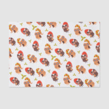 White Silk Paper With Christmas Owl Theme