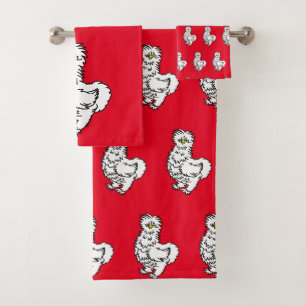 White Silkie Chicken Bath Towel Set