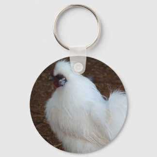 White Silkie Chicken Key Ring