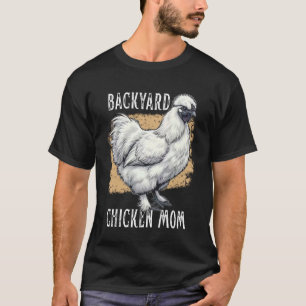 White Silkie Chicken Mum Backyard Hen Vintage Farm T-Shirt