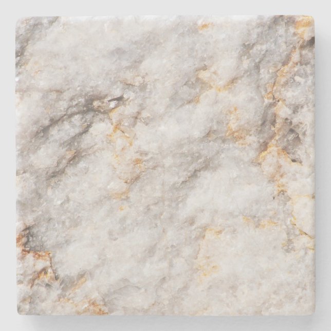 White, Silver and Gold Marble Real Stone Coasters (Front)