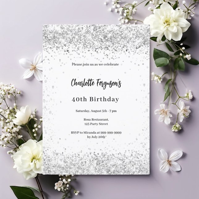 White silver birthday invitation (Creator Uploaded)