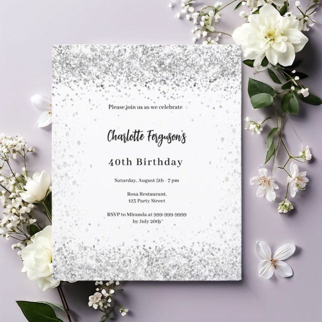 White silver birthday invitation (Creator Uploaded)