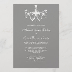 White & Silver Chandelier Invitation