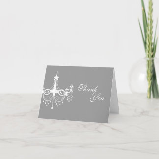 White & Silver Chandelier Thank You Note Card