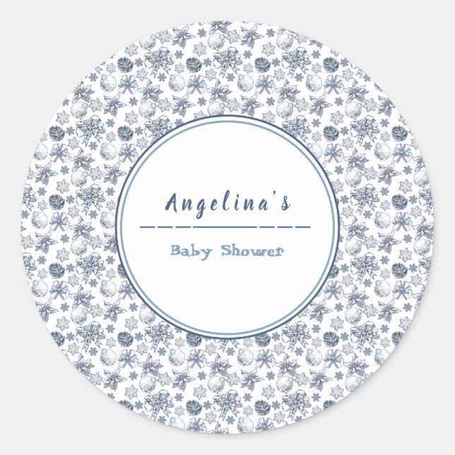 White Silver Christmas Classic Round Sticker (Front)
