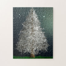 White Silver Christmas Tree, Bright Stars