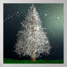 White Silver Christmas Tree, Bright Stars