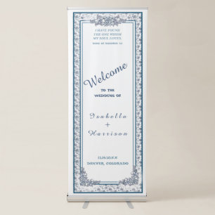 White Silver Christmas Wedding Retractable Banner