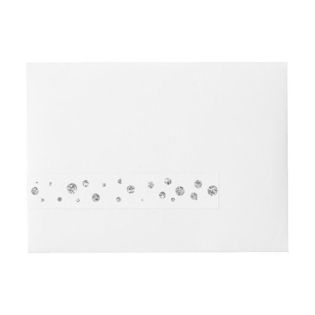 White Silver Glitter Dots Card Wrap Around Labels (Front)