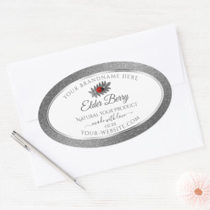 White Silver Glitter Product Labels Red Ladybug