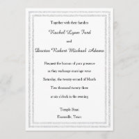 White Silver Glittered Trim -5x7Wedding Invitation