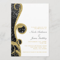 White Silver Gold Black Elegant Swirl Wedding