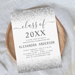 White Silver Graduation Party Class of 2024 Invitation