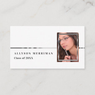 White   Silver Graduation Photo Insert Name Cards