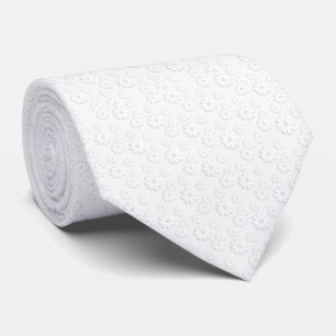 White & Silver Gray Floral Tie