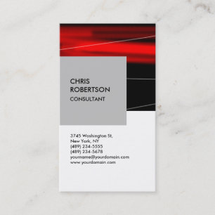 White Silver Grey Red Black Vertical Business Card