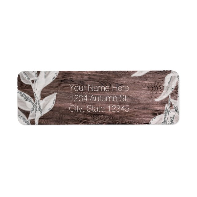 White & Silver Leaves & Rustic Wood Elegant (Front)