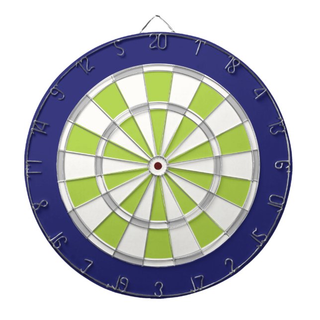 White, Silver, Lime, And Navy Dartboard (Front)