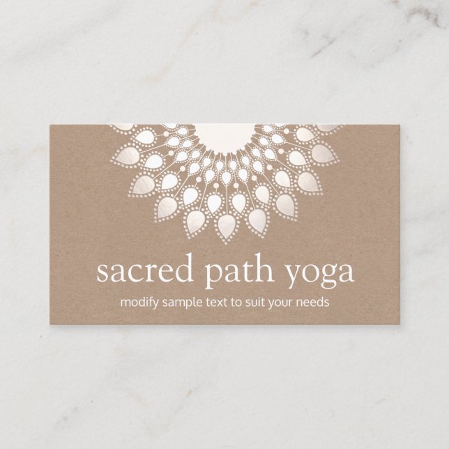 White Silver Lotus Mandala Yoga and Mediation Business Card (Front)