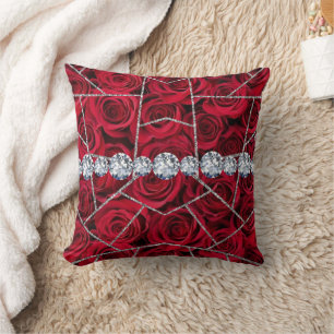 White Silver Marble Rose Black Glitter Throw Pillo Cushion