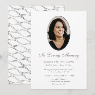 White Silver Photo Memorial In Loving Memory Invitation