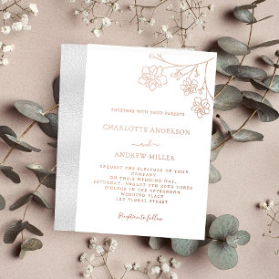 White silver rose gold floral elegant wedding