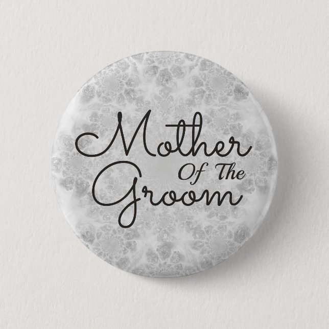 White Silver Simple Wedding Mother Of The Groom 6 Cm Round Badge (Front)