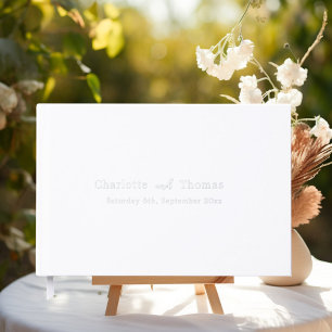 White silver wedding guest book