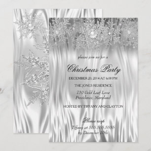 White Silver Winter Wonderland Christmas Party Invitation