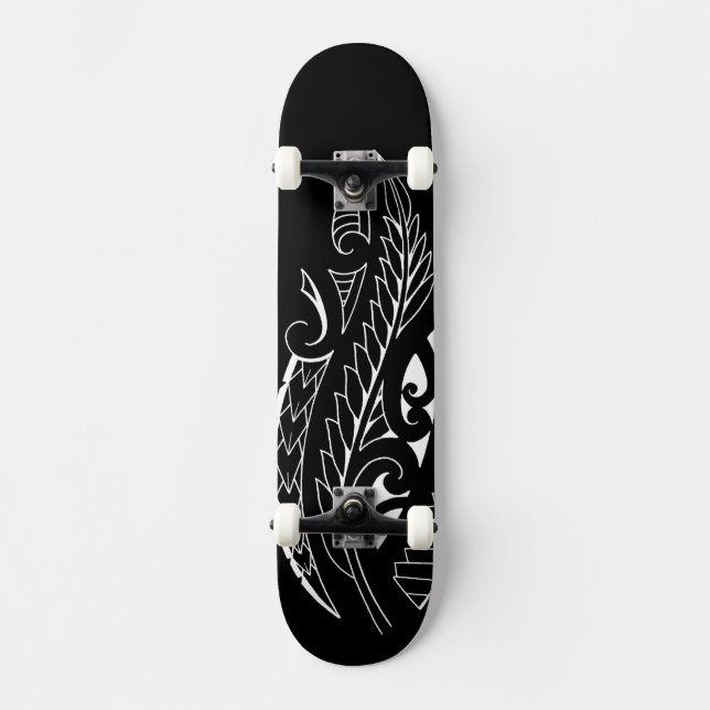 White silverfern New Zealand national symbol art Skateboard (Front)