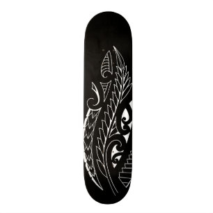 White silverfern New Zealand national symbol art Skateboard