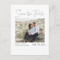 White Simple and Minimal Save the Date Photo