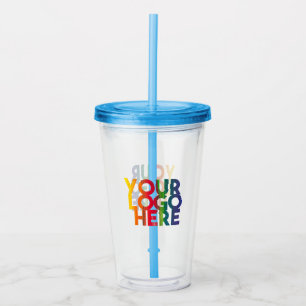 White Simple Business Logo Acrylic Tumbler