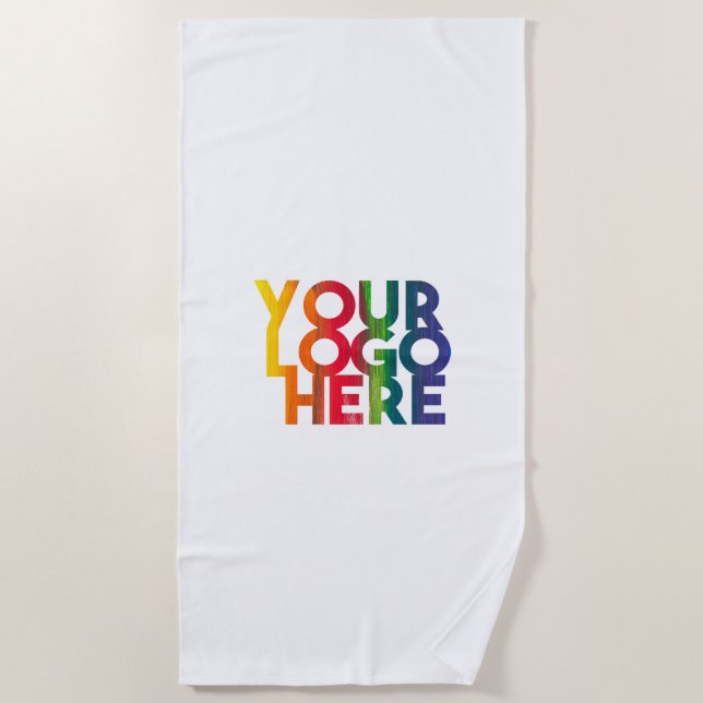 White Simple Business Logo Beach Towel (Front)