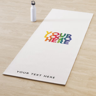 White Simple Business Logo Custom Text Yoga Mat