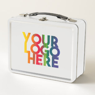 White Simple Business Logo Metal Lunch Box