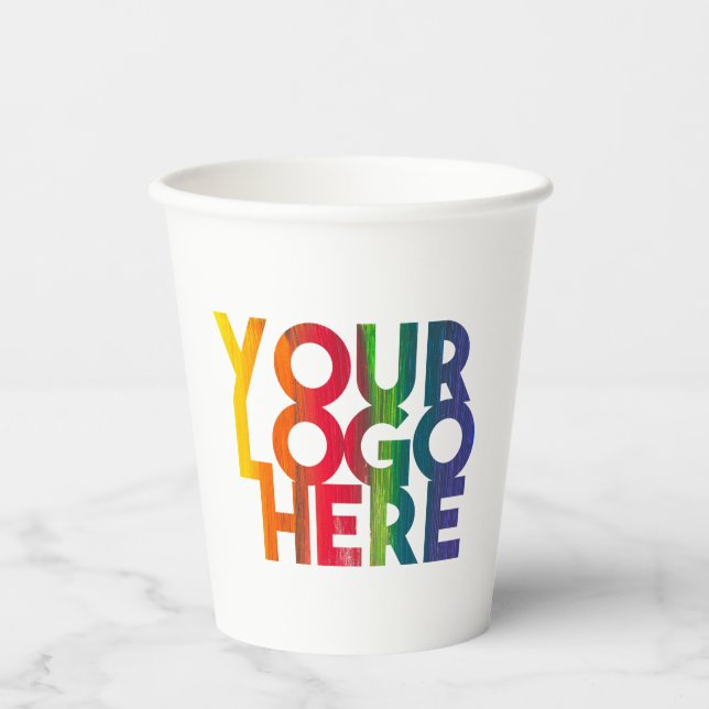 White Simple Business Logo Paper Cups (Front)