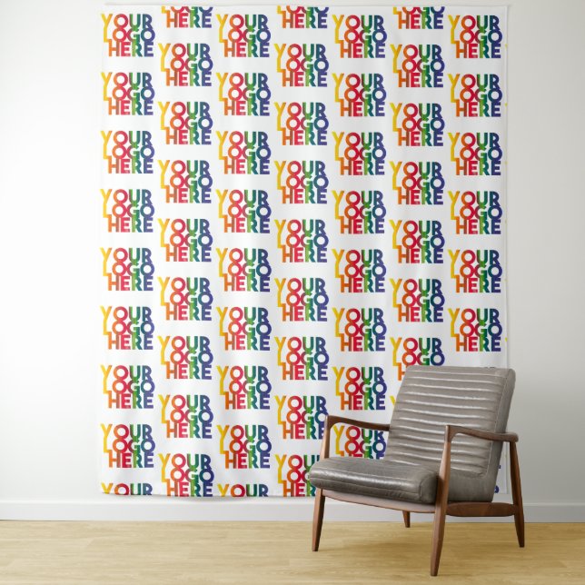 White Simple Business Logo Pattern Tapestry (In Situ)