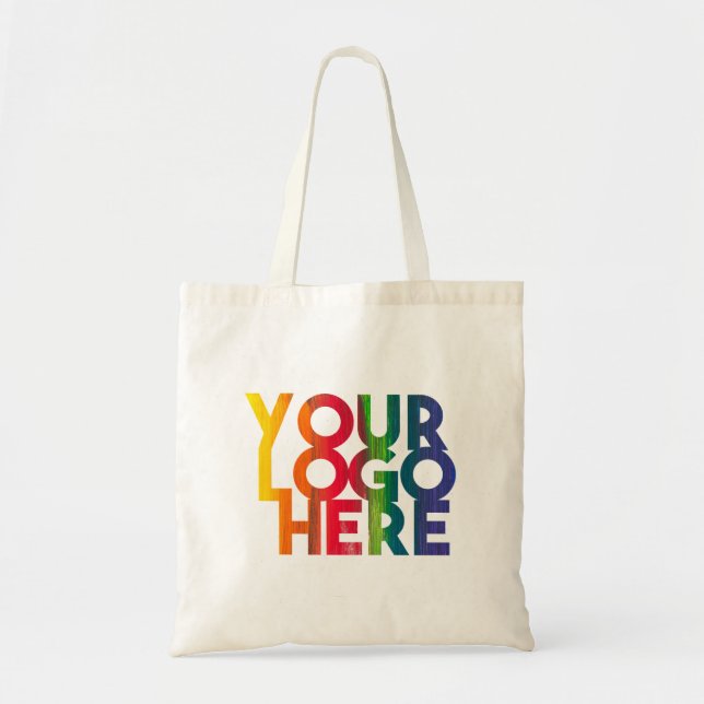 White Simple Business Logo Tote Bag (Front)