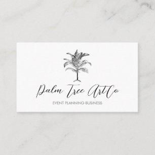 White Simple Classic Tree Palm Business Card