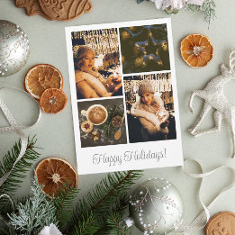 White Simple Collage Merry Christmas Card