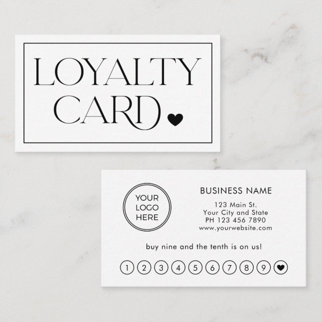 White Simple Elegant Professional Loyalty Card (Front/Back)