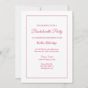 White Simple Framed Bachelorette Party Invitation