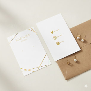 White simple gold geometric earring display card