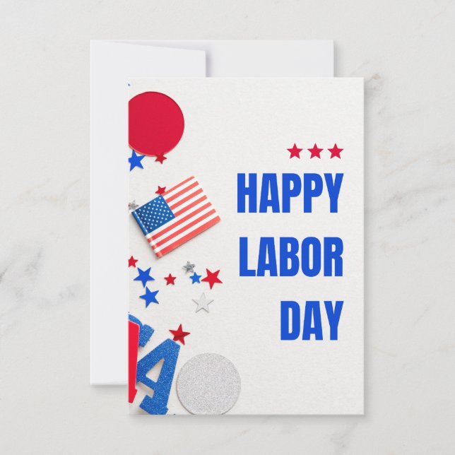 White Simple Happy Labour Day  Invitation (Front)